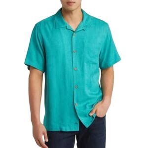 Tommy Bahama NWT Al Fresco Tropics Shirt Atlantis Teal Silk Size XXL 100% Silk